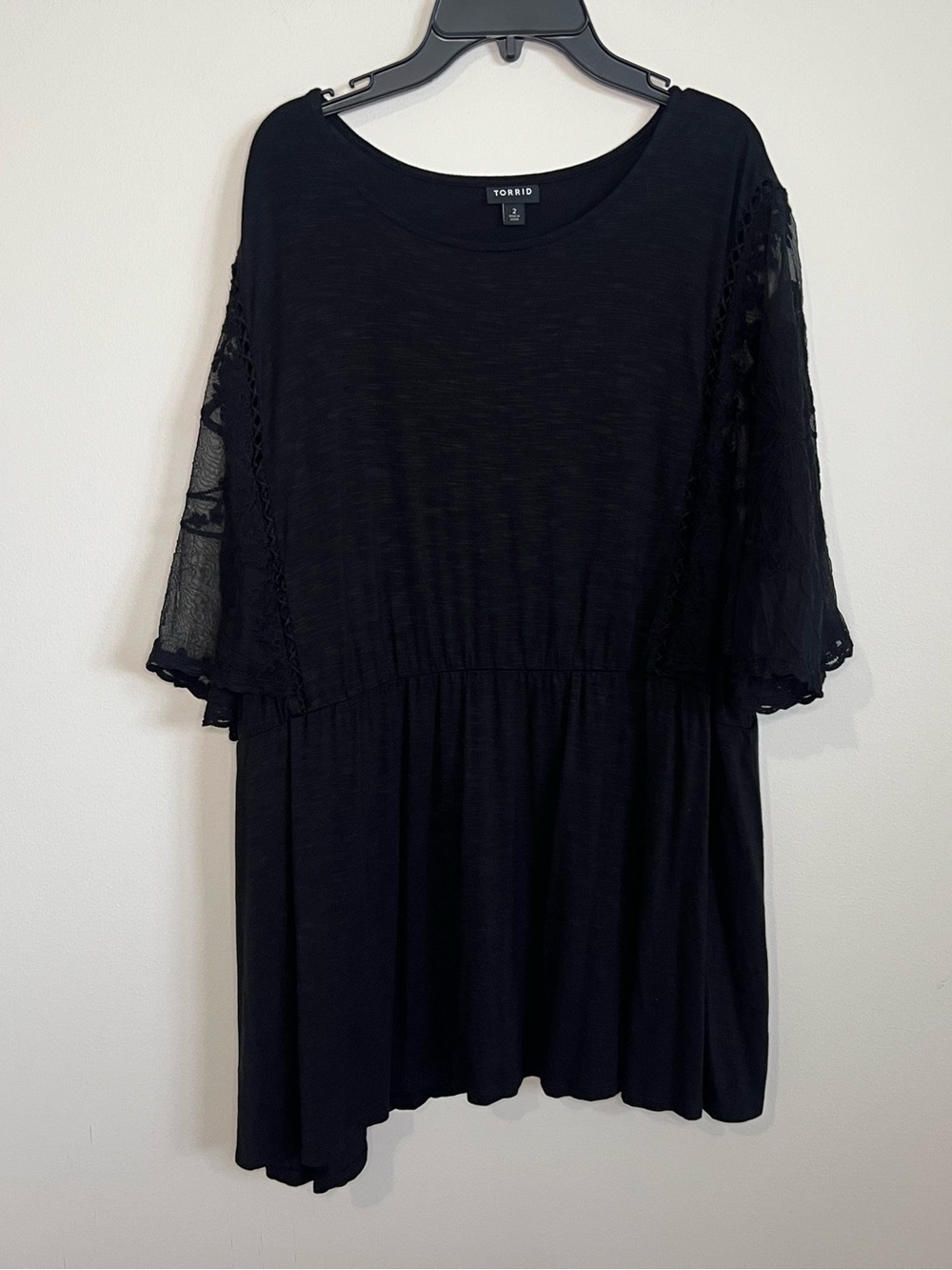 torrid Black Lace Sleeve Peplum Tunic